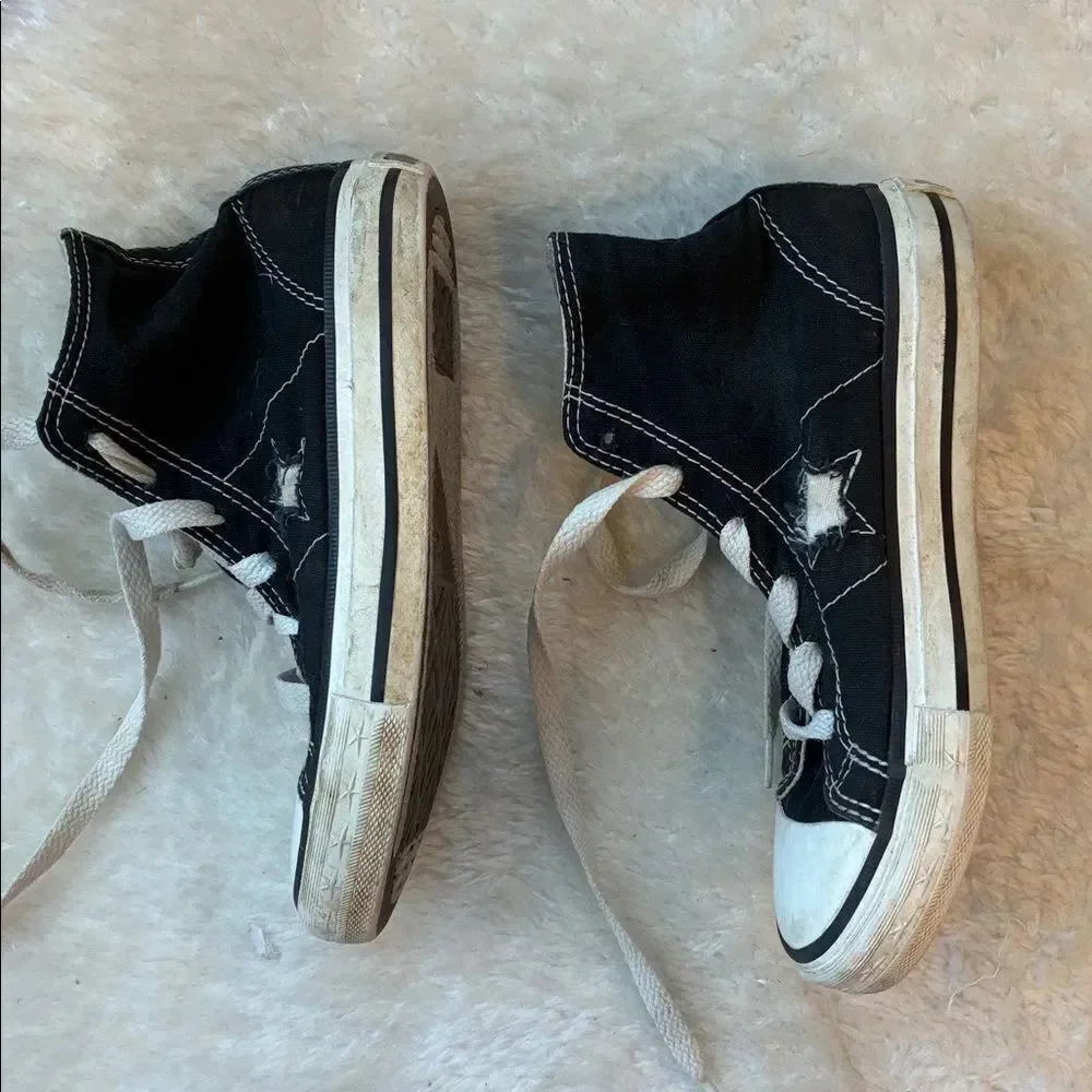 Converse One Star Kids Black and White High-Top Sneakers